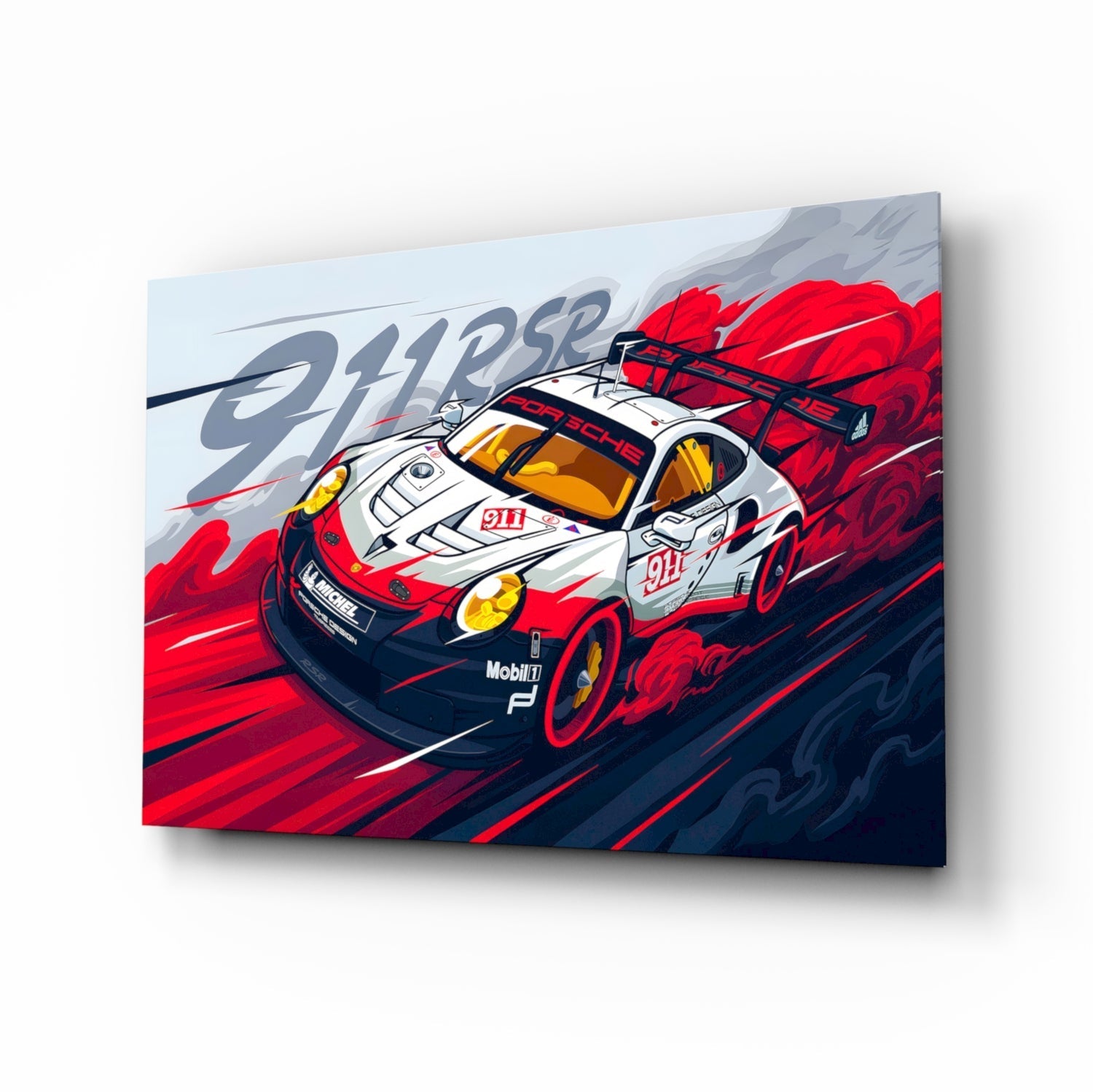 The Rhythm of the Track: Porsche 911 RSR Glass Wall Art || Designer Collection