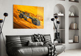 AMG's Fire Yellow Speed Glass Wall Art || Designer Collection