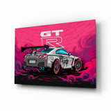 GT-R Pink Storm Glass Wall Art || Designer Collection