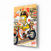 Biker Homer Gulf Style Glass Wall Art || Designer Collection
