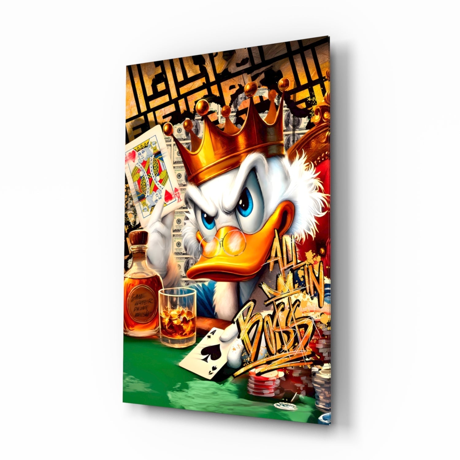 Scrooge King of Poker Glass Wall Art || Designer Collection