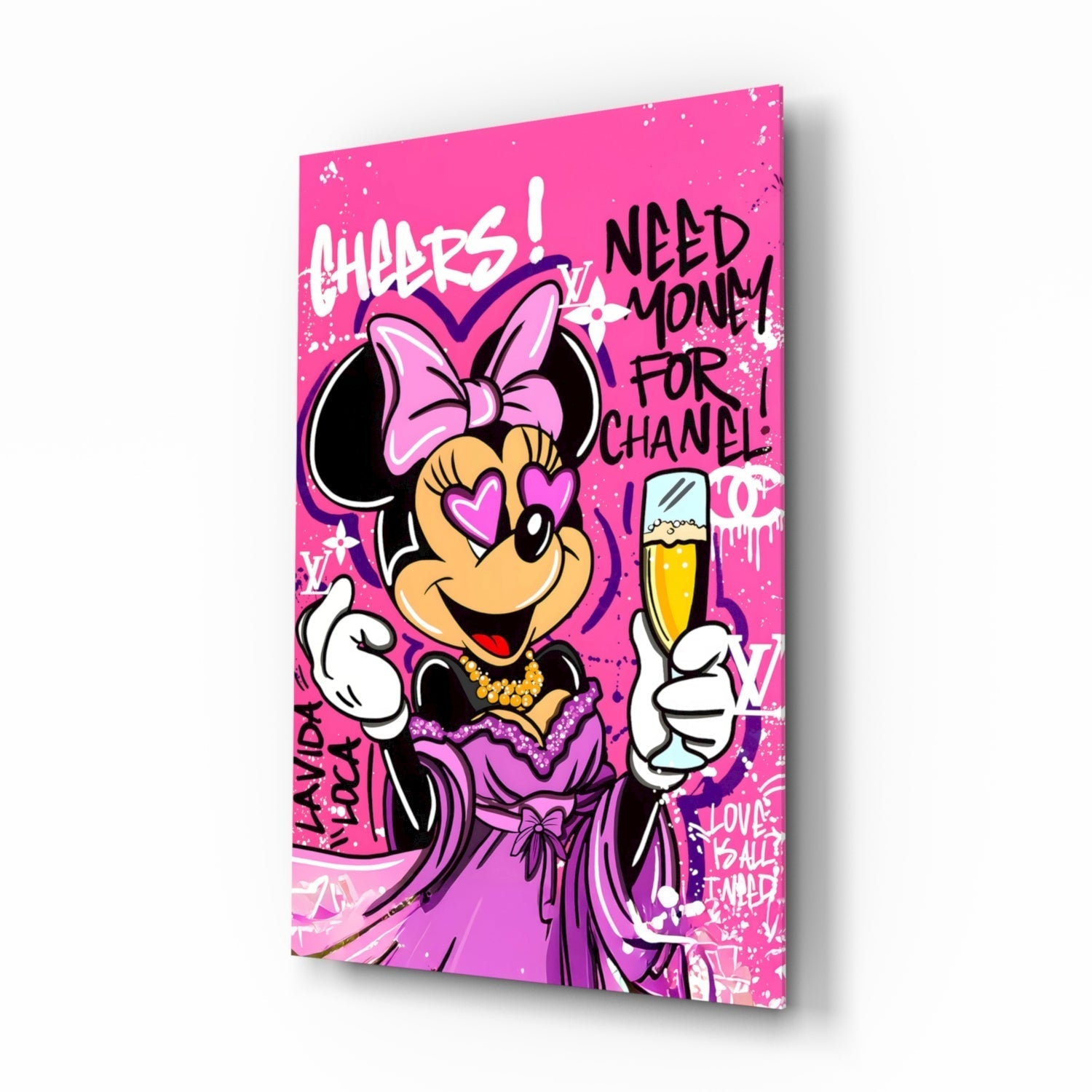 Minnie Champagne and Chanel Glass Wall Art || Designer Collection