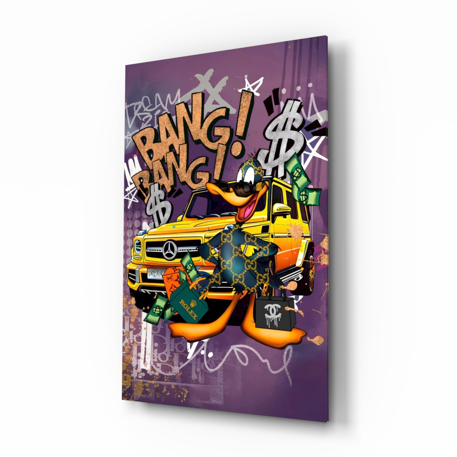 Daffy Luxury and Speed Glass Wall Art || Designer Collection