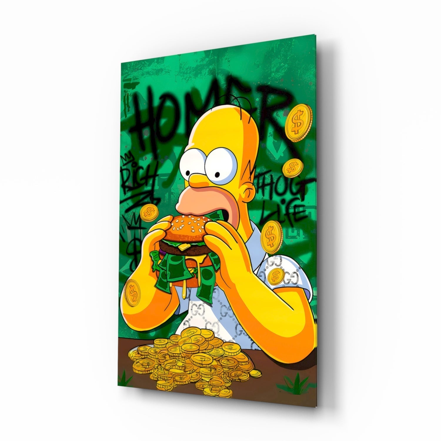 Homer The Taste of Greed Glass Wall Art || Designer Collection