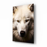 The White Wolf's Gaze Glass Wall Art || Designer Collection