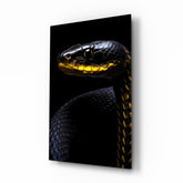Black and Yellow Viper Glass Wall Art || Designer Collection