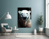 Polar Bear's Gaze Glass Wall Art || Designer Collection