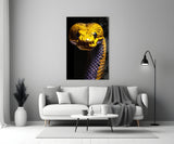 Golden Headed Snake Glass Wall Art || Designer Collection