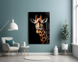 The Gentle Look of a Giraffe Glass Wall Art || Designer Collection