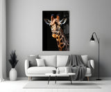 The Gentle Look of a Giraffe Glass Wall Art || Designer Collection