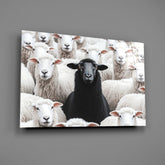 The Difference of the Black Lamb Flock Glass Wall Art || Designer Collection