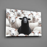 The Difference of the Black Lamb Flock Glass Wall Art || Designer Collection
