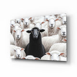 The Difference of the Black Lamb Flock Glass Wall Art || Designer Collection