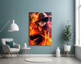 Luffy Fiery Fist Glass Wall Art || Designer Collection