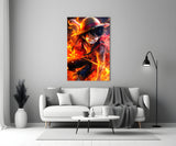 Luffy Fiery Fist Glass Wall Art || Designer Collection