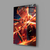Zoro in Flames Glass Wall Art || Designer Collection