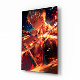 Zoro in Flames Glass Wall Art || Designer Collection