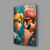Mario and the Princess Glass Wall Art || Designer Collection