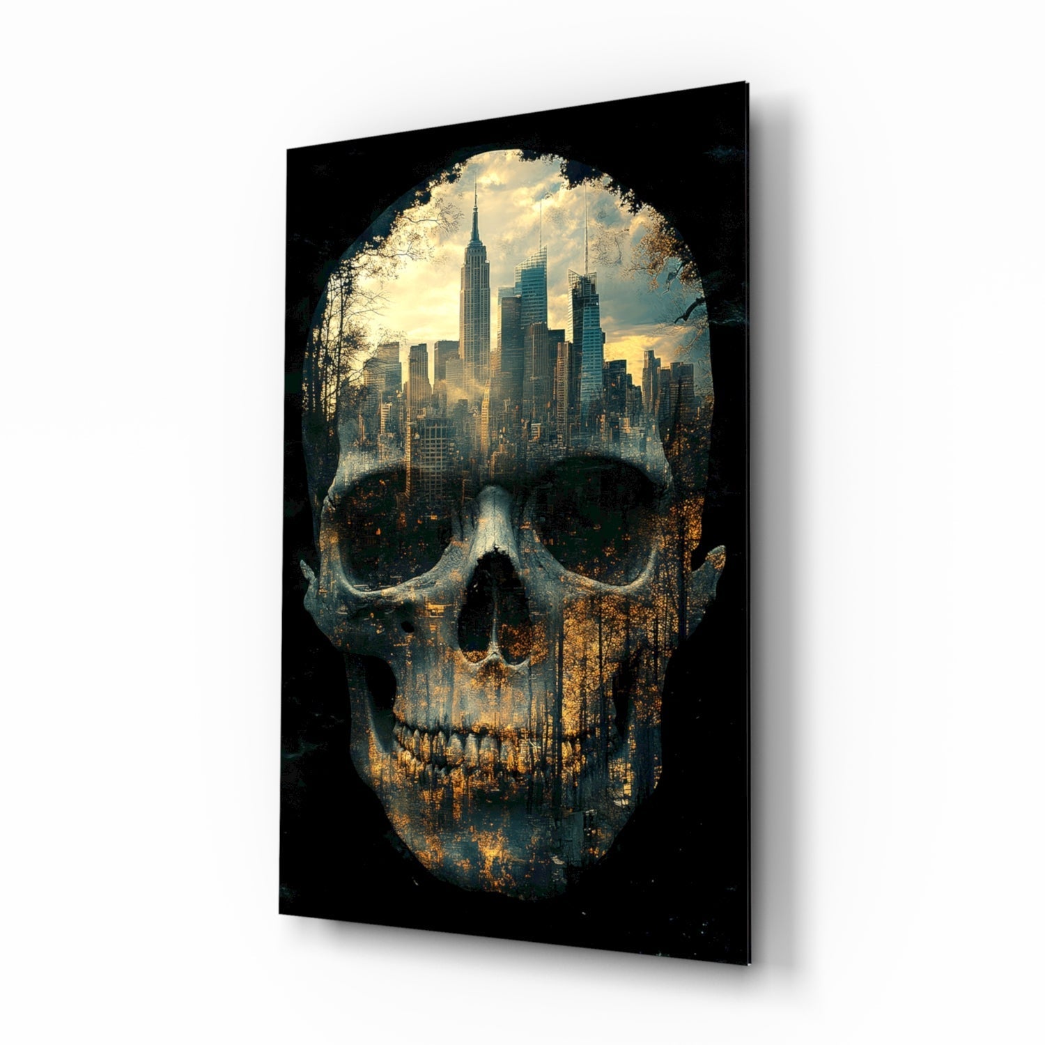 City Skull Glass Wall Art || Designer Collection
