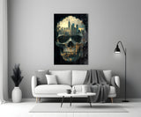 City Skull Glass Wall Art || Designer Collection