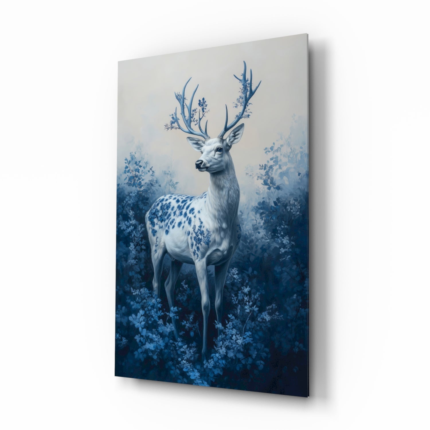 Blue Deer Glass Wall Art || Designer Collection