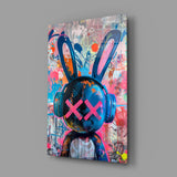 Graffiti Rabbit Glass Wall Art || Designer Collection