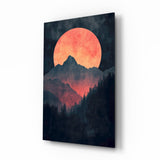 Red Moon Rising Glass Wall Art || Designer Collection