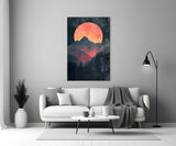 Red Moon Rising Glass Wall Art || Designer Collection