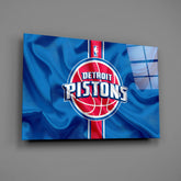 The fluctuating Detroit Pistons Glass Wall Art || Designer Collection
