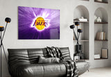 Los Angeles Lakers: Purple Flash Glass Wall Art || Designer Collection