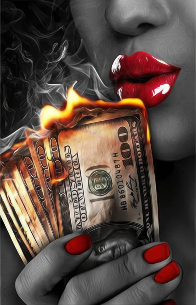 Burn the Money Glass Wall Art