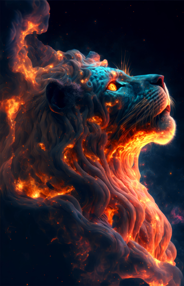 Fire Lion Glass Wall Art