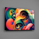Whimsical Eyes in Swirls Glass Wall Art