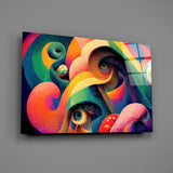 Whimsical Eyes in Swirls Glass Wall Art