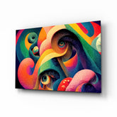 Whimsical Eyes in Swirls Glass Wall Art