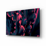 Elegant Red Leaves on Black Glass Wall Art