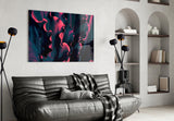 Elegant Red Leaves on Black Glass Wall Art