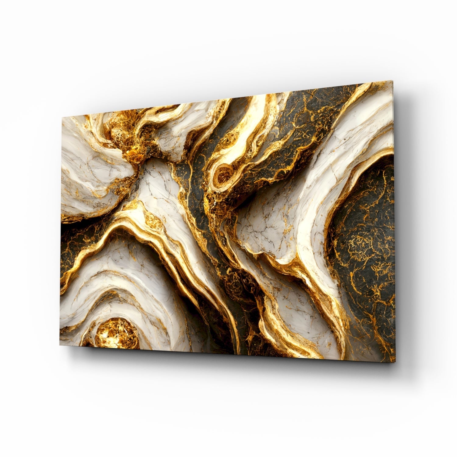 Golden Marble Glass Wall Art.