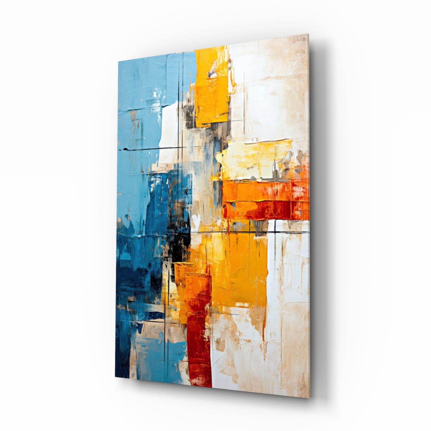 Abstract Color Block Glass Wall Art