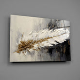 Elegant Feather on Abstract Background Glass Wall Art