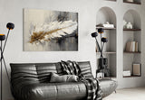 Elegant Feather on Abstract Background Glass Wall Art