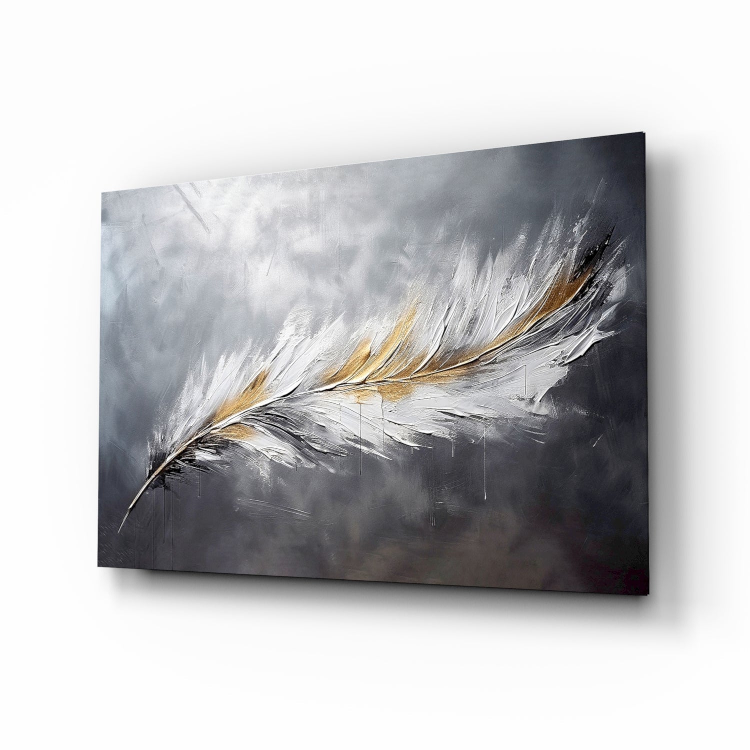 Elegant Feather on Glass Wall Art