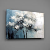 Elegant Winter Tree Glass Wall Art