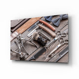 Barber's Vintage Tools Glass Wall Art