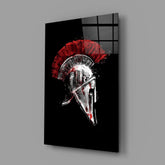 Spartan Helmet Red Glass Wall Art