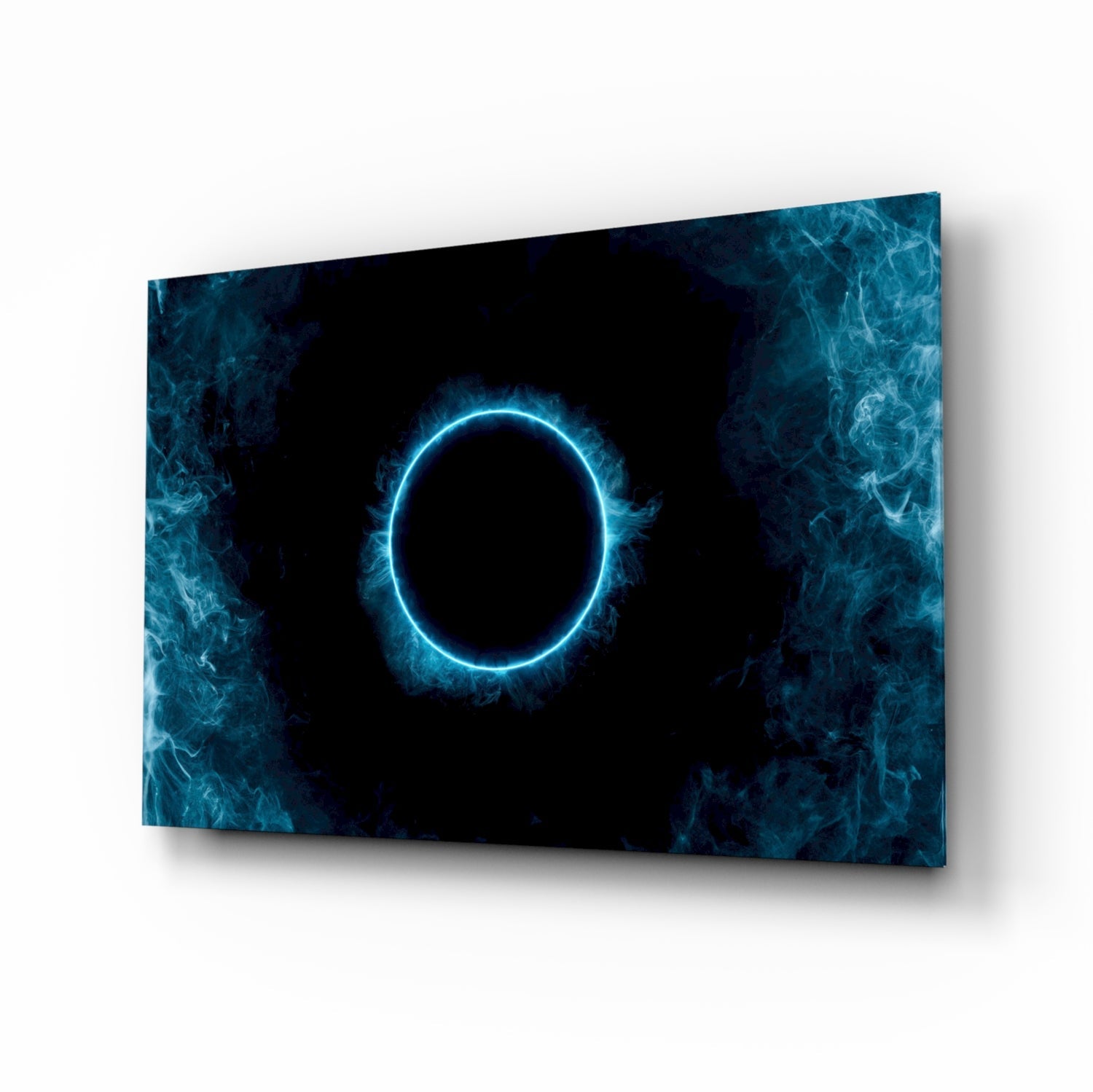 Eclipse Blue Flame Glass Wall Art