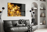 Golden Bitcoin Bull Glass Wall Art