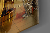Bitcoin Bull and Bear Glass Wall Art