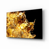 Golden Bull and Bear Glass Wall Art