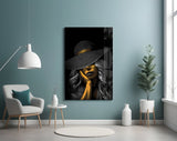 Elegant Sun Hat Portrait Glass Wall Art